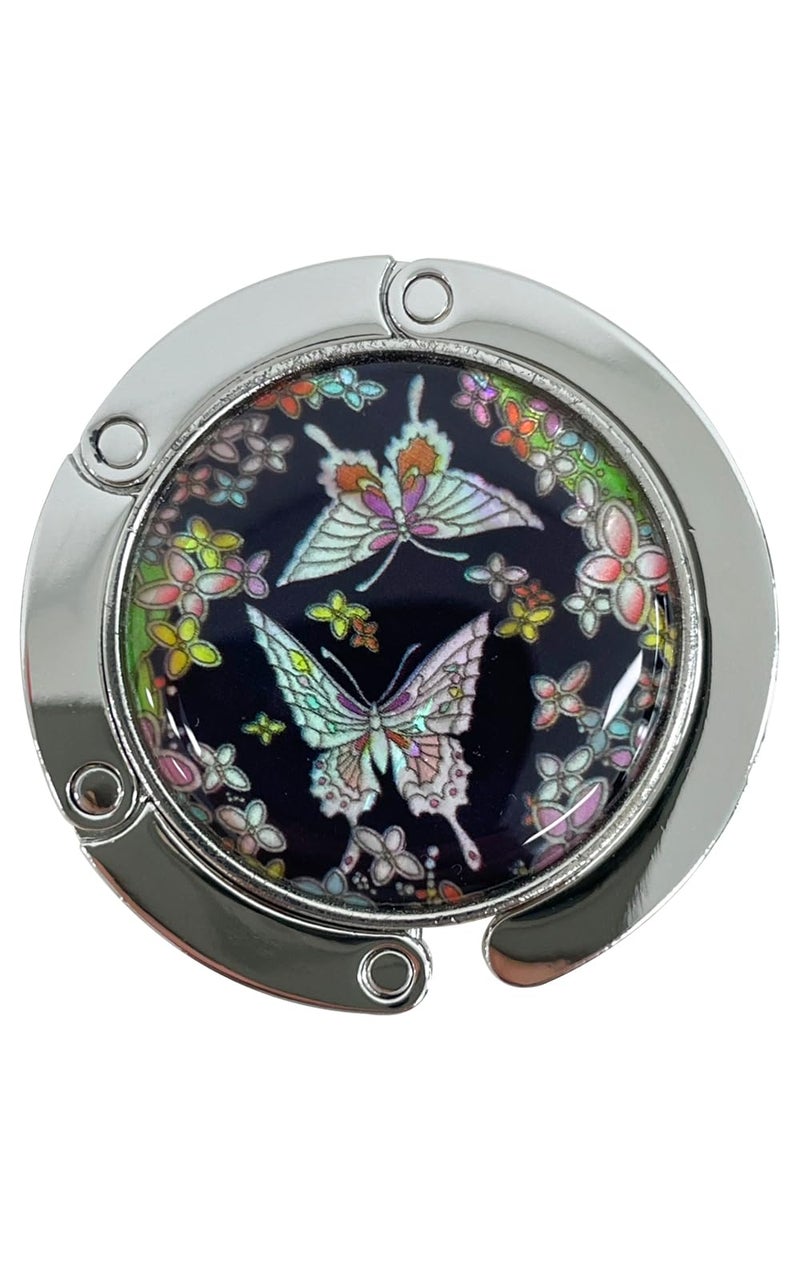 Store-Play Inlay Mother of Pearl Handbag Hanger Foldable Table Purse Hook Caddy Holder (Butterfly) - Image 1